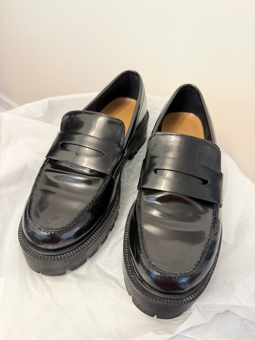H&M chunky platform black loafer